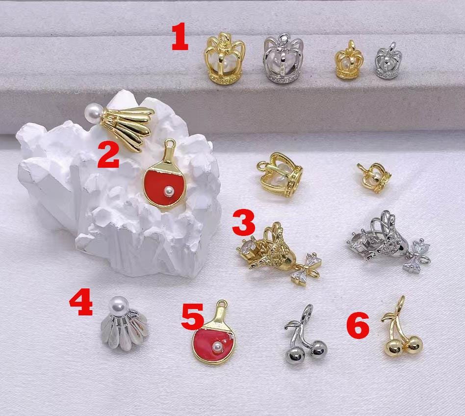 Sale -micro Pave CZ Crown Cherry Sports Evil Eye Charm Pendant