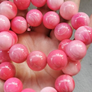 Red  Pink queen conch shell round ball loose beads DIY jewelry making  stretch bracelet 10-16mm 8inch For gift