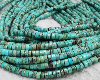 Wholesale 4mm 6mm Africal Turquoise  Heishi Wheel Slice Beads 16inch  For Jewelry Making Supply - Turquoise Beads