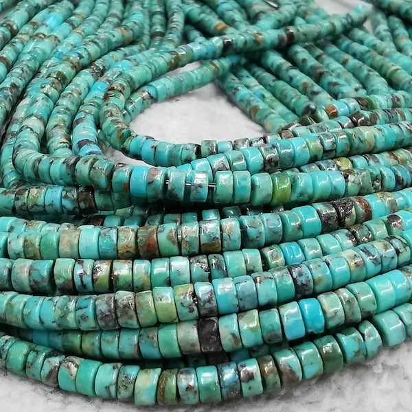 Wholesale 4mm 6mm Africal Turquoise  Heishi Wheel Slice Beads 16inch  For Jewelry Making Supply - Turquoise Beads
