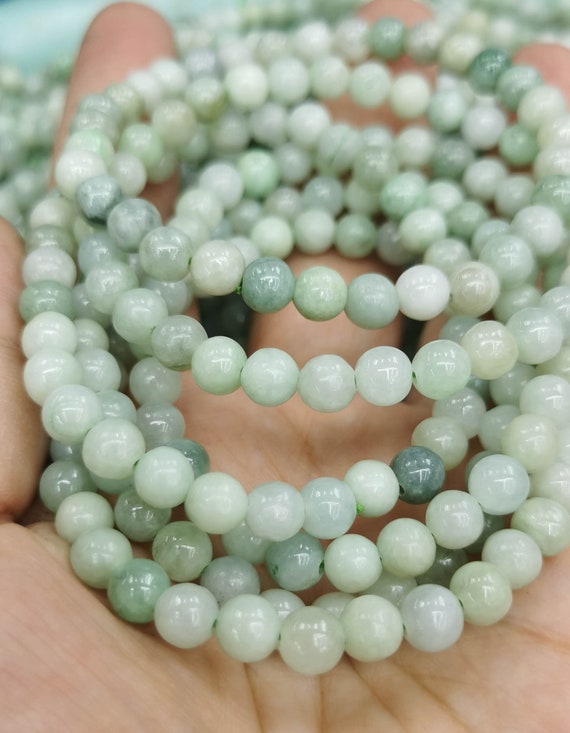 Long 25'' Natural 8/10/12/14mm Light Green Jade Round Gemstone Bead Necklace AAA Long 25'' Natural 8/10/12/14mm Light Green Jade Round Gemstone Bead Necklace AAA