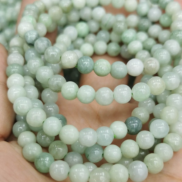 Jade jadeite naturelle de Birmanie Bracelet rond 8 » Burmese Rond 6mm 8mm 10mm 12mm 14mm Pierre précieuse verte Néphrite Jade pour bracelet-collier