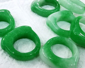 Large   Natural Jade /Jadeite man woman Narrow Band Ring 7mm - Ring - Jade Ring - Natural Jade Rings US8-11us