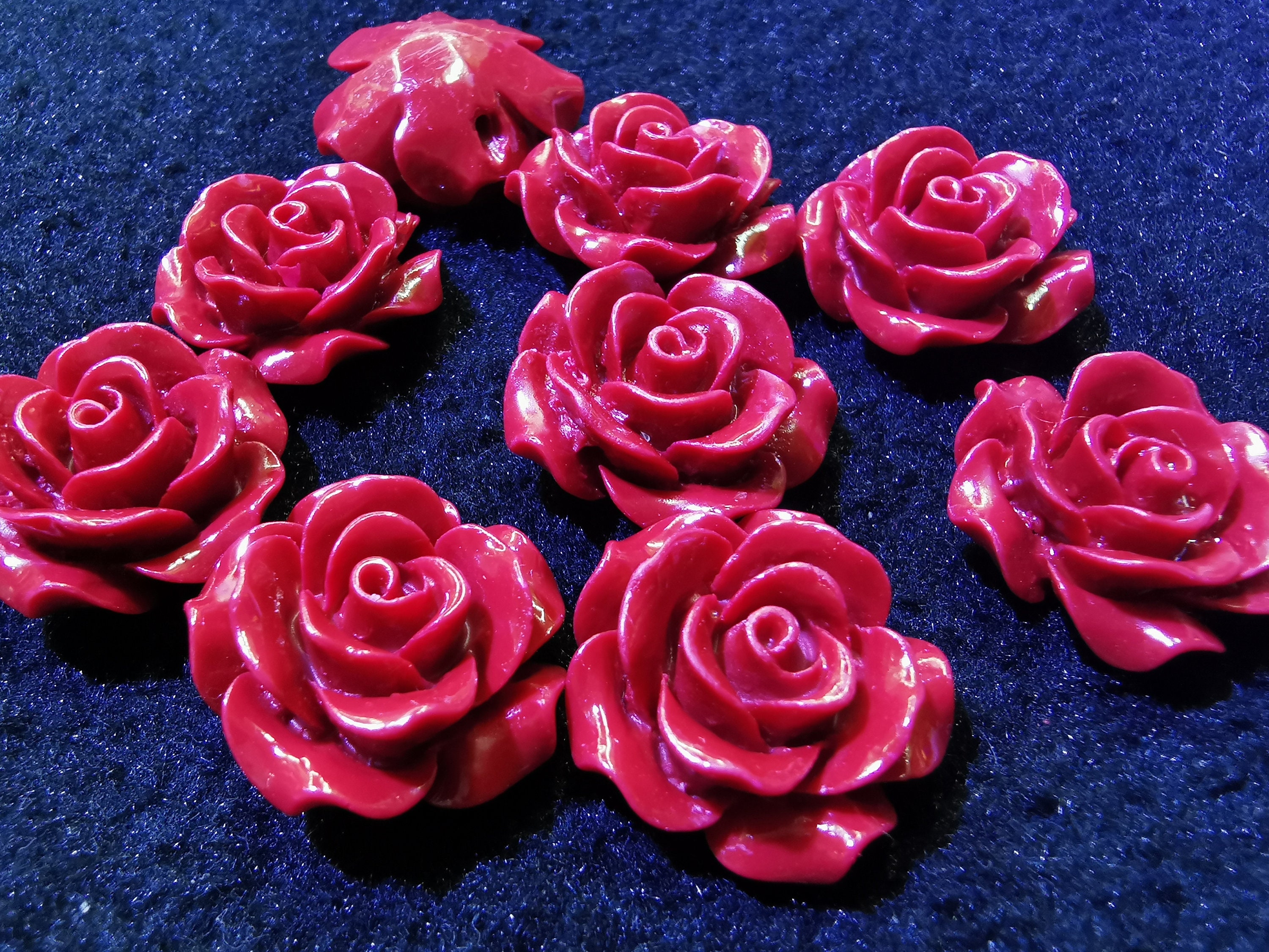 Flower Shaped Spacer Beads Rose-Carved Coral Gemstone Loose Beads - For Jewelry Making, 15 Colors, Handmade, Dyed, 1mm Hole Rose Carved Flower Beads Jewelry Making - Foto 7
