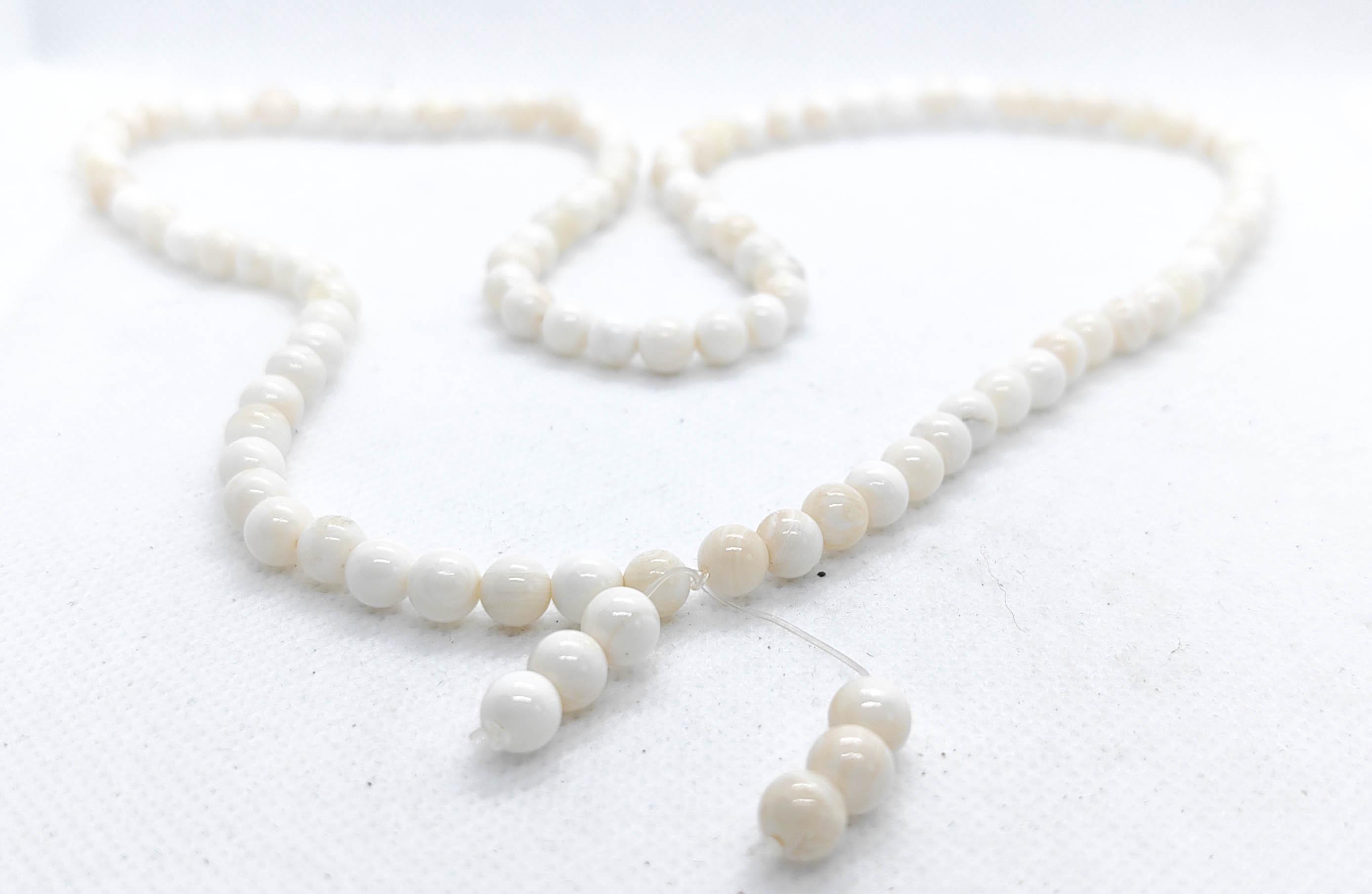 Collier Bouddhiste En Perles De Tridacna Blanc - Ras Du Cou - Pierre Naturelle - Pour Femme - Neuf Sans Emballage