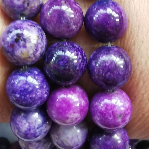 Gergous Sugilite purple red Jade jewelry  stone  Round  6mm 8mm 10mm 12mm for bracelet -necklace-earings full strand 16"