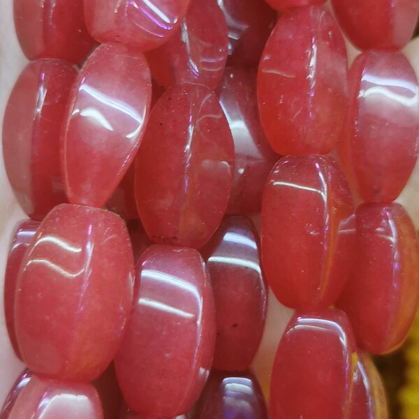 16inch Hot Red Coral Jade Gemstone Twist Barrel Tube cubic 16x8mm Loose Beads