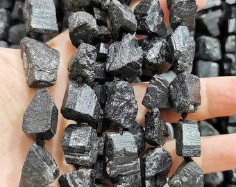 Verkauf--schwarz Turmalin Tube Perlen Nugget echte echte schwarze Turmalin Kristall Edelsteine Rechteck Zylinder Superior Qualität 16" Strang