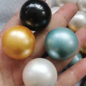 2pcs  Sea Pearl jewelry Sphere  Beads 30mm(2") white-gold-yellow red purple blue black pearl  disco ball  round with wood stand gift