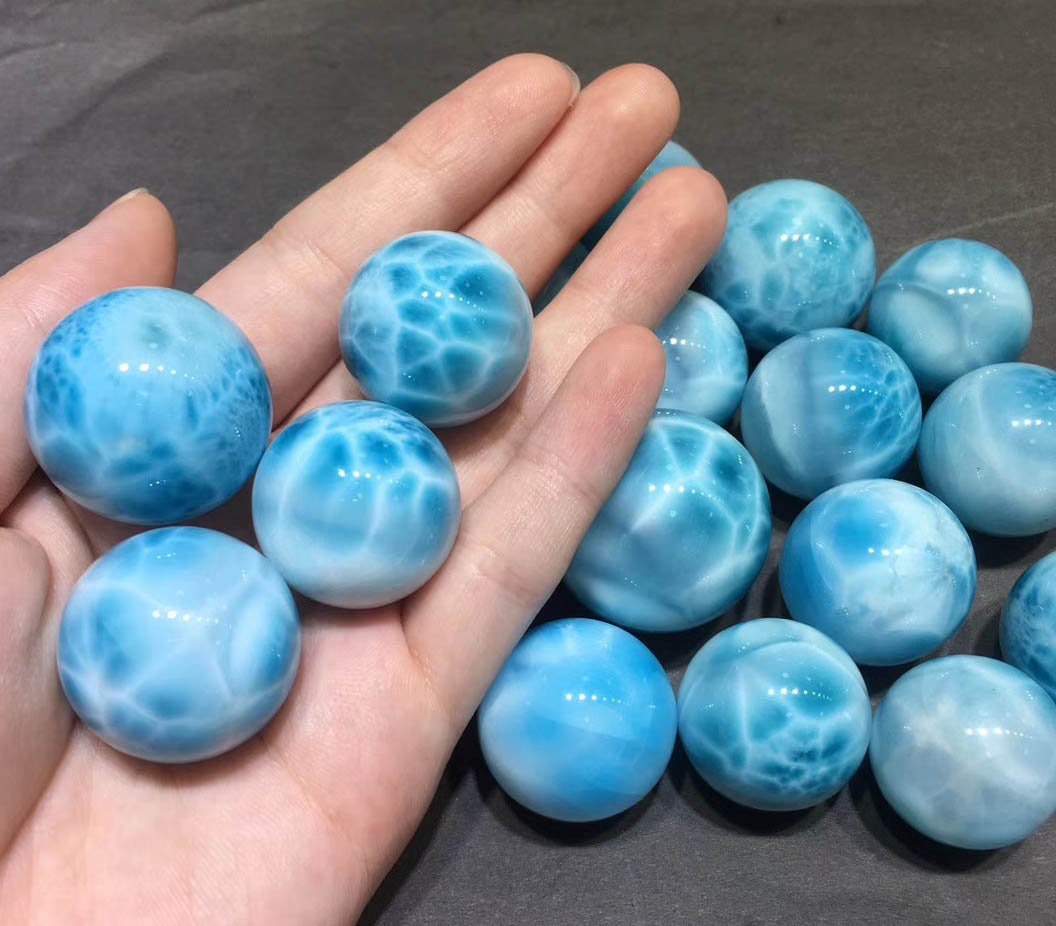 16mm to 30mm Genuine Larimar Cabs Round Dolphin Color Stone, AAA ...