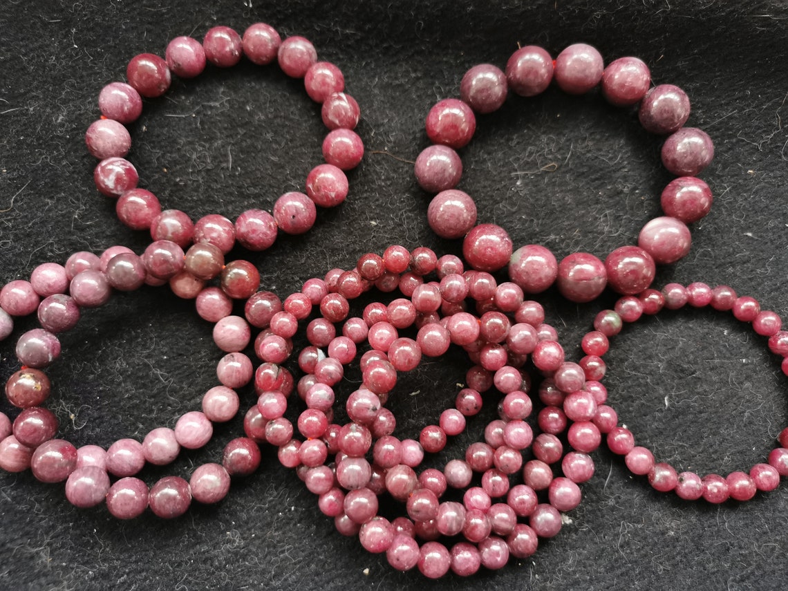 Raw Ruby Bracelet Genuine Ruby Bracelet Round Rubyepidote Etsy