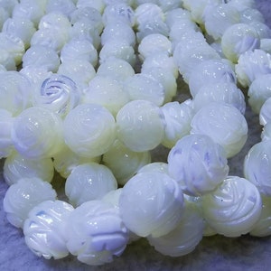 Full strand 16inch Genuine pearl shell Beads,MOP Shell Beads,White Shell Gemstone Round Filigree Carved Flower Rose  loose beads