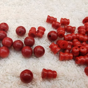 6sets Natural Red Coral Guru BeadsOcean Coral Mala Making ,3 hole Bead for connector spacer beads necklace pendant image 3