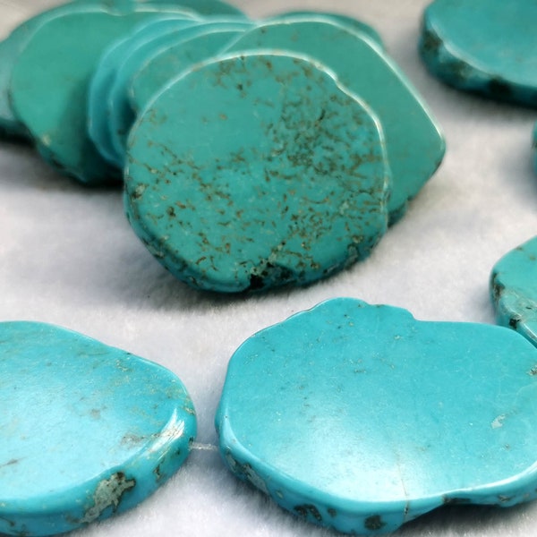 Large 50-60mm(2.4") aqua blue Turquoise stone freeform slab nugget Magnesite  Rainbow beads pendant belts focal