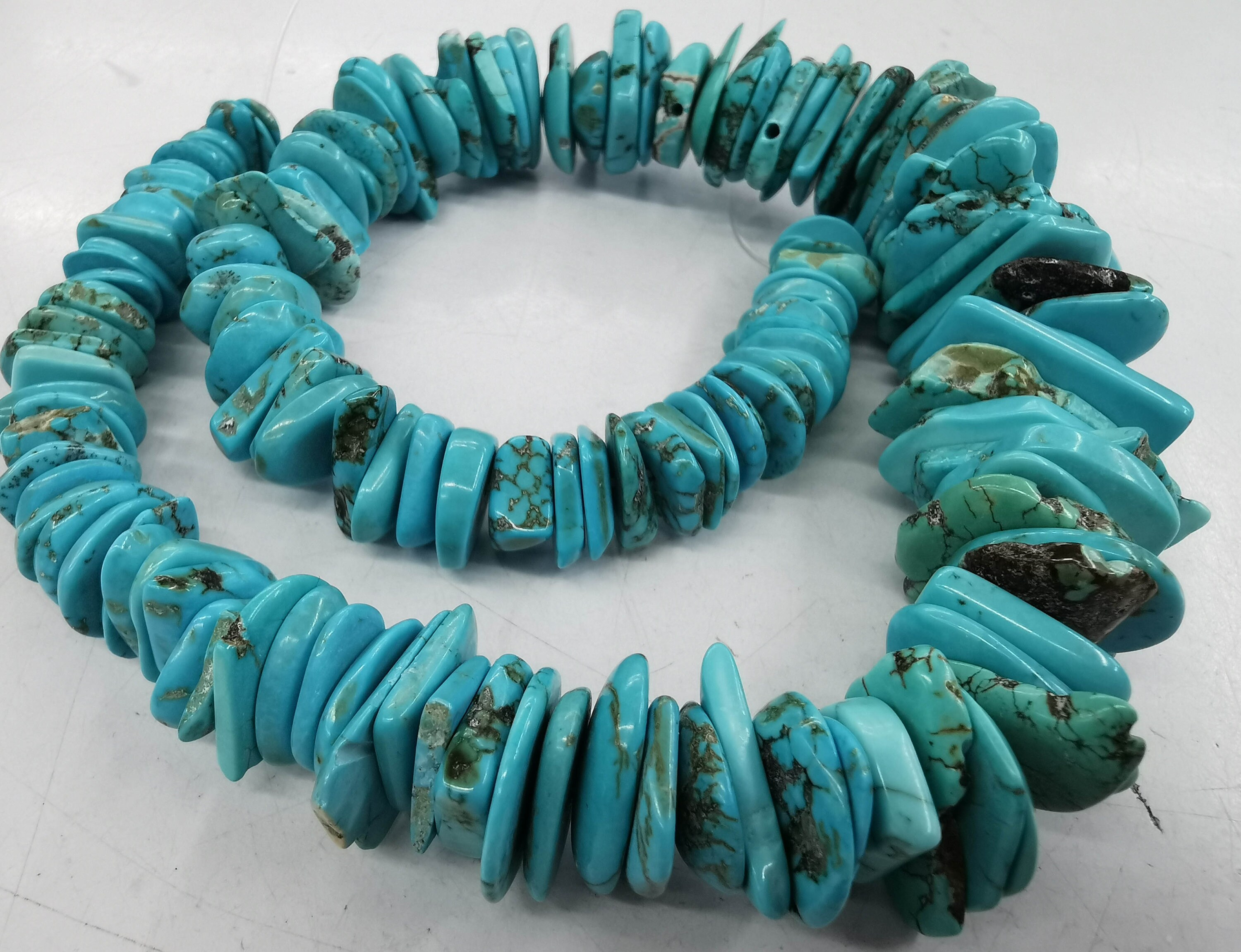 Cut Turquoise Disc 18inch Rough Turquoise Disc Heishi Loose Bead Spacers Charm for Jewelry ...