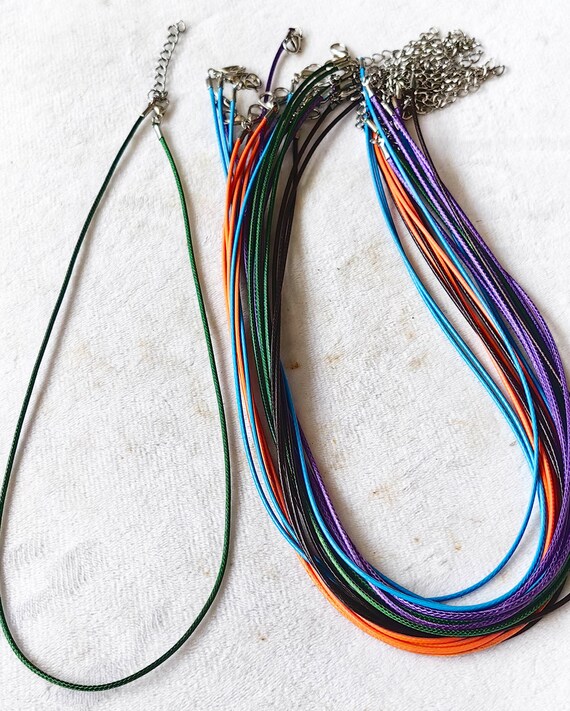 2mm Black Leather Cord Chain Necklace Stainless Steel Lobster Clasp 16-35