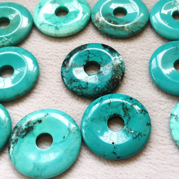 Large 45mm(1.8") Tibetant turquoise stone  pendant, donut Circle gemstone focal, stone coin, round earrings Focal 1pcs