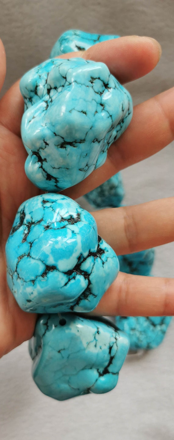 Blue Turquoise Pebble Nugget Beads – 15 Strands, Mixed Sizes For Jewelry Making
