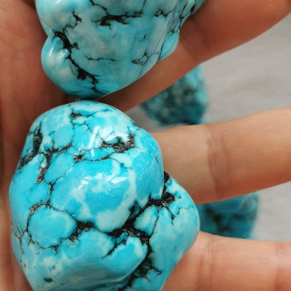 Large Raw Turquoise Stone Freeform  Nuggets, Drilled Turquoise, Natural  Stone Magnesite  beads pendant