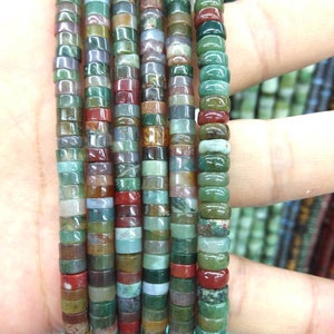 200pcs Genuine Moss Agate Heishi Beads Rondelle Beads Tyre Spacer Beads 4x2mm Fancy Jasper Gemstone Rondelles Beading Jewelry Supplies 16"