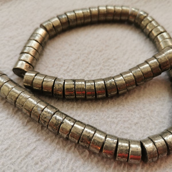 Natural Pyrite jewelry 16inch 4-10mm Smooth Heishi Tyre Gemstone Beads,Pyrite Gemstone Beads