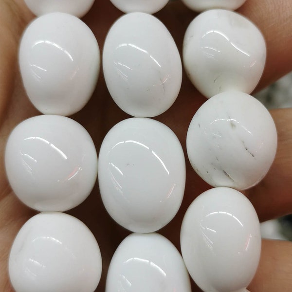 Genuine White agate Nuggets freeform egg beads 8mm to 18mm 16inch White onyx, semi-precious stone, white color DIY beads, gemstone supply