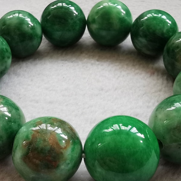 Large  Antique Dark Green Jade Jadeite Round ball mala necklace bracelet loose beads 16 18 20mm