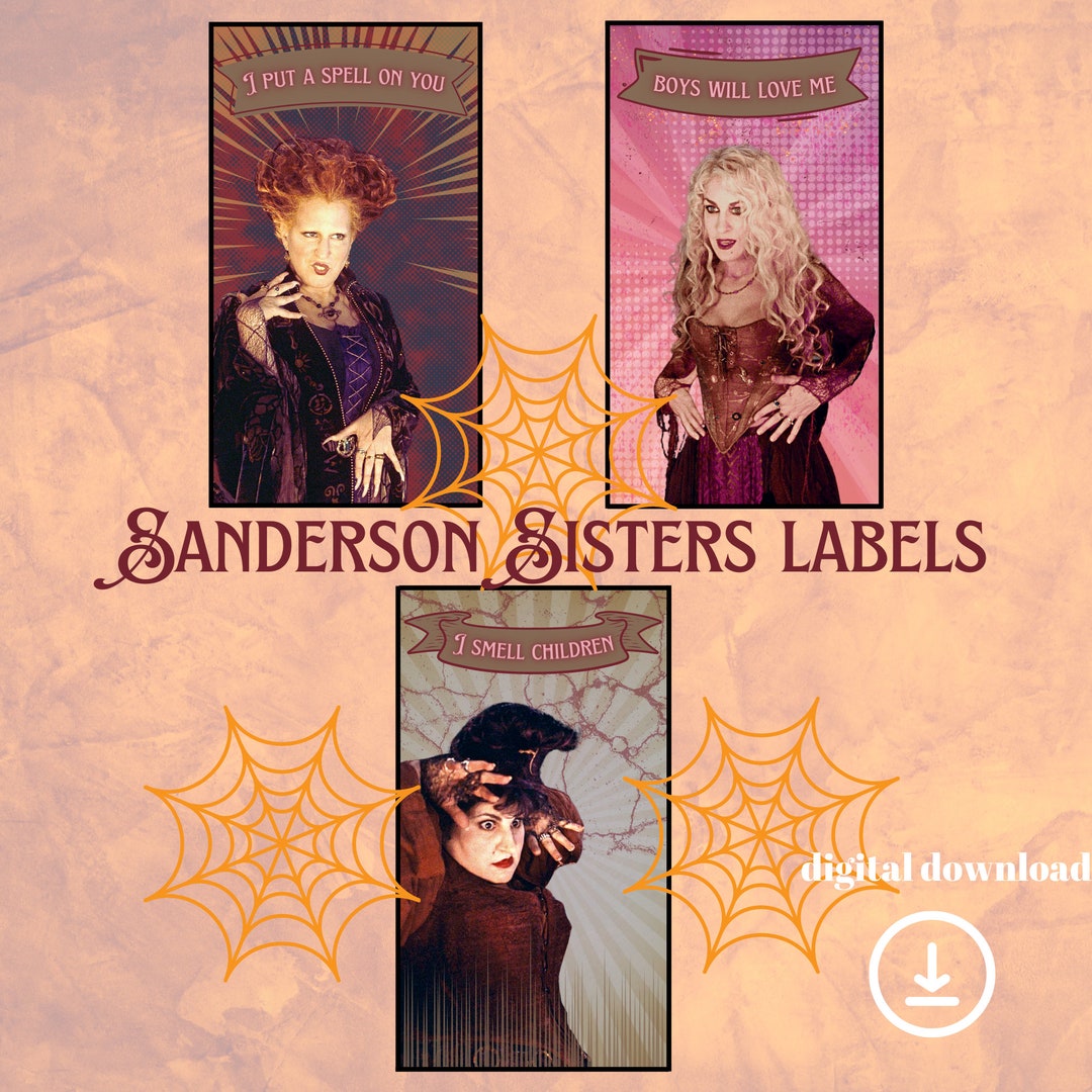 Digital Download Sanderson Sisters for Tall Candle/bottle Labels Diy ...