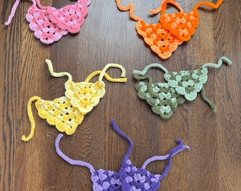 Two-Toned Crochet Bandana: Handmade Boho Hair Scarf for Adults, Kids, Pets