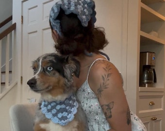 Matching Crochet Pet & Owner Bandana Set: Custom Family Accessories
