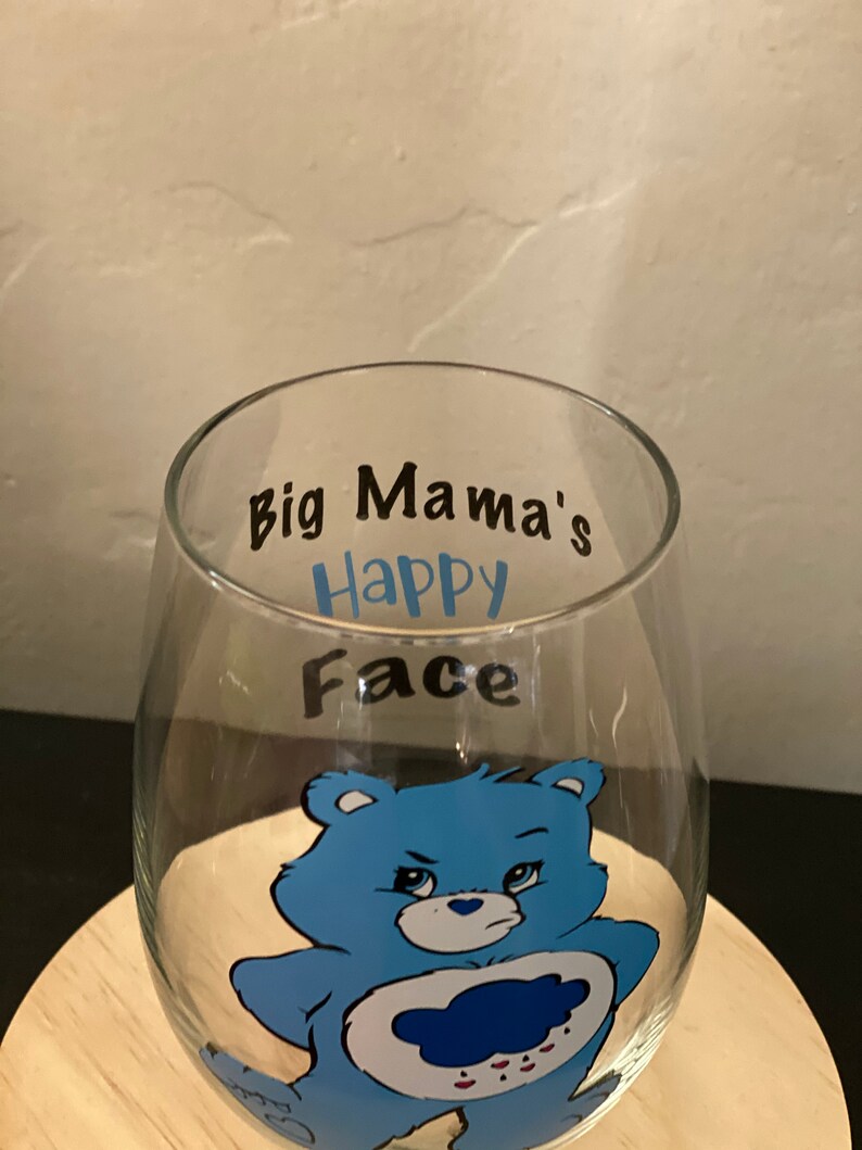 Grumpy Carebear wine glass