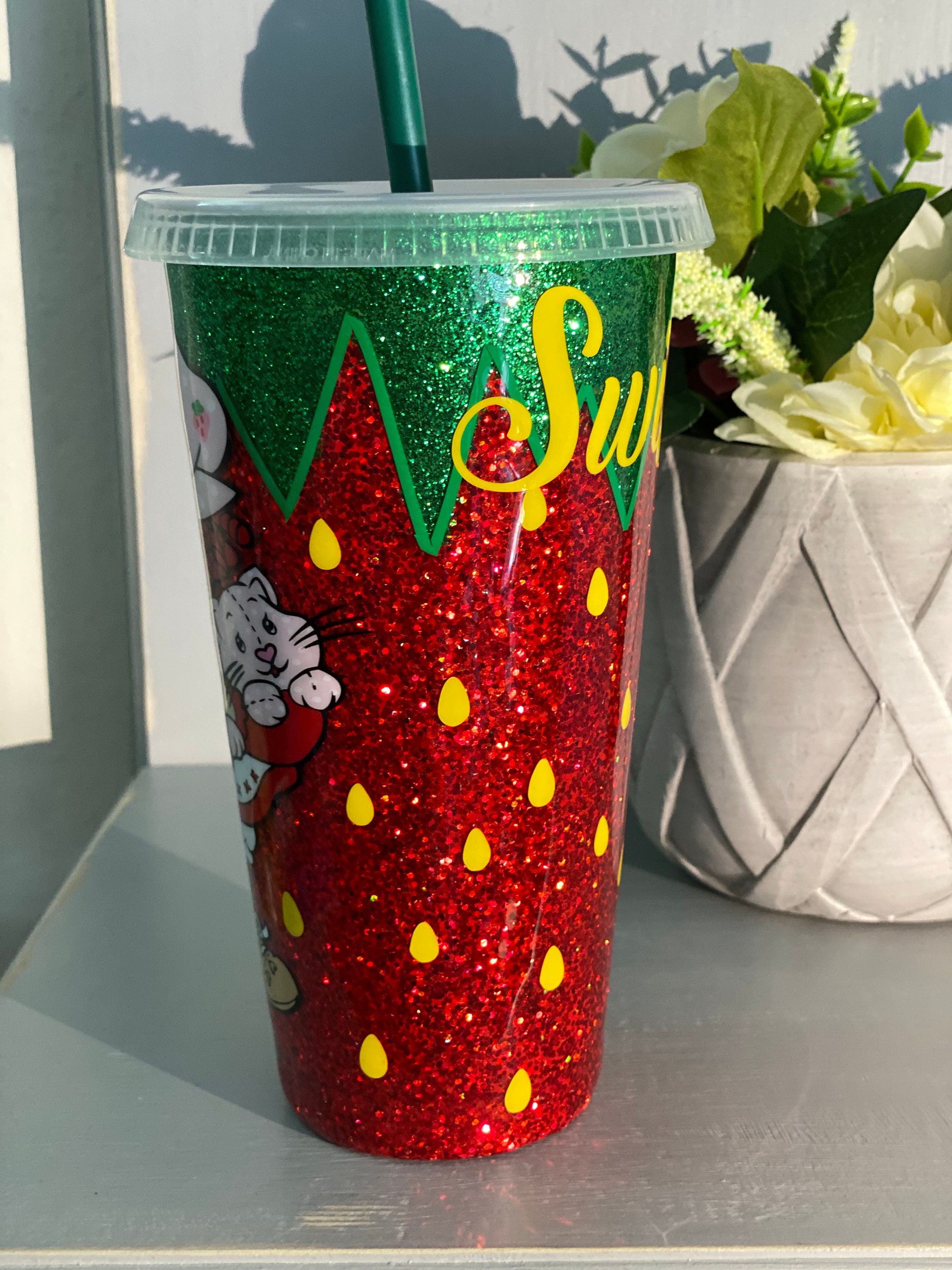 Strawberry shortcake Starbucks cup Etsy