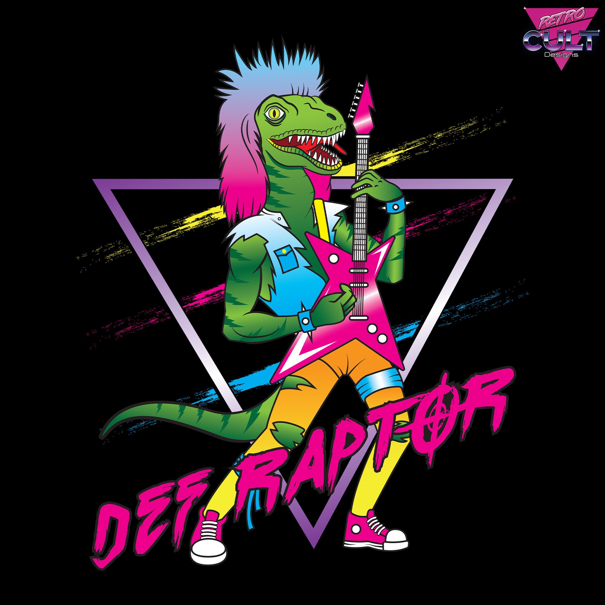 Late 80s Raptor Def RAPTOR / Rock and Roll/ DINOSAUR / RETRO / 80s / Mens / Womens ...