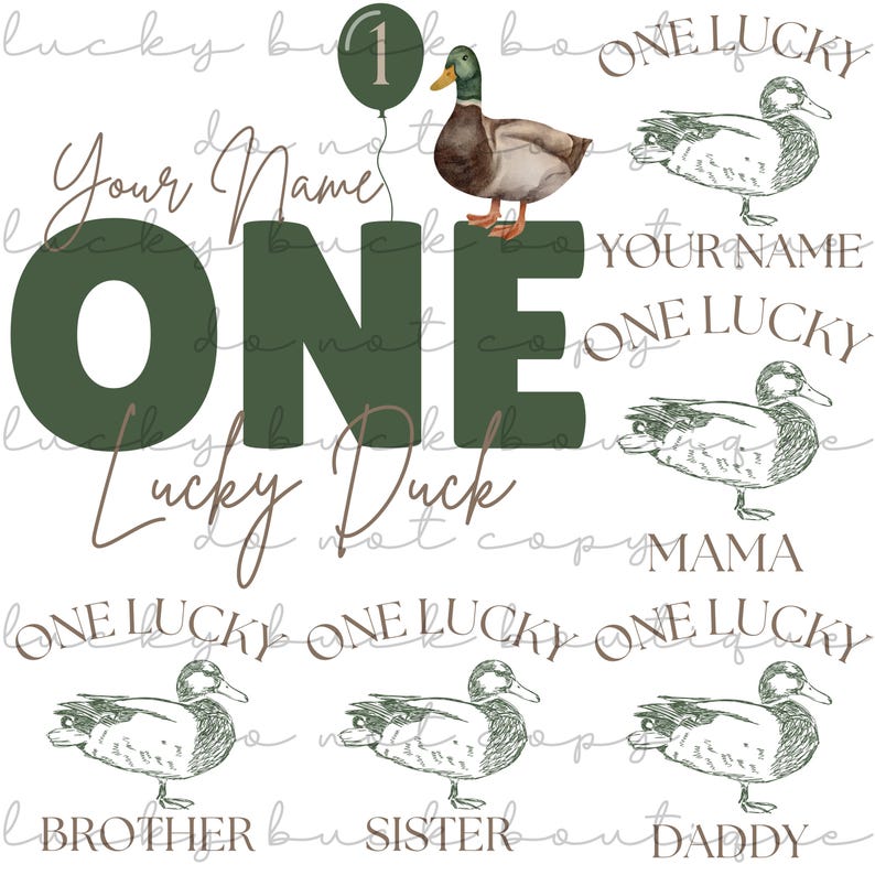 Customizable One Lucky Duck Birthday Bundle PNG L Made to Order One ...
