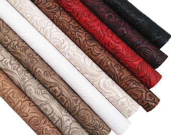 Embossed Floral Faux Leather Sheet: DIY Craft Fabric (11.8in x 52.8in)