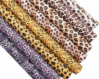Leopard Print Faux Leather Roll: DIY Craft Fabric (11.8x52 inch)