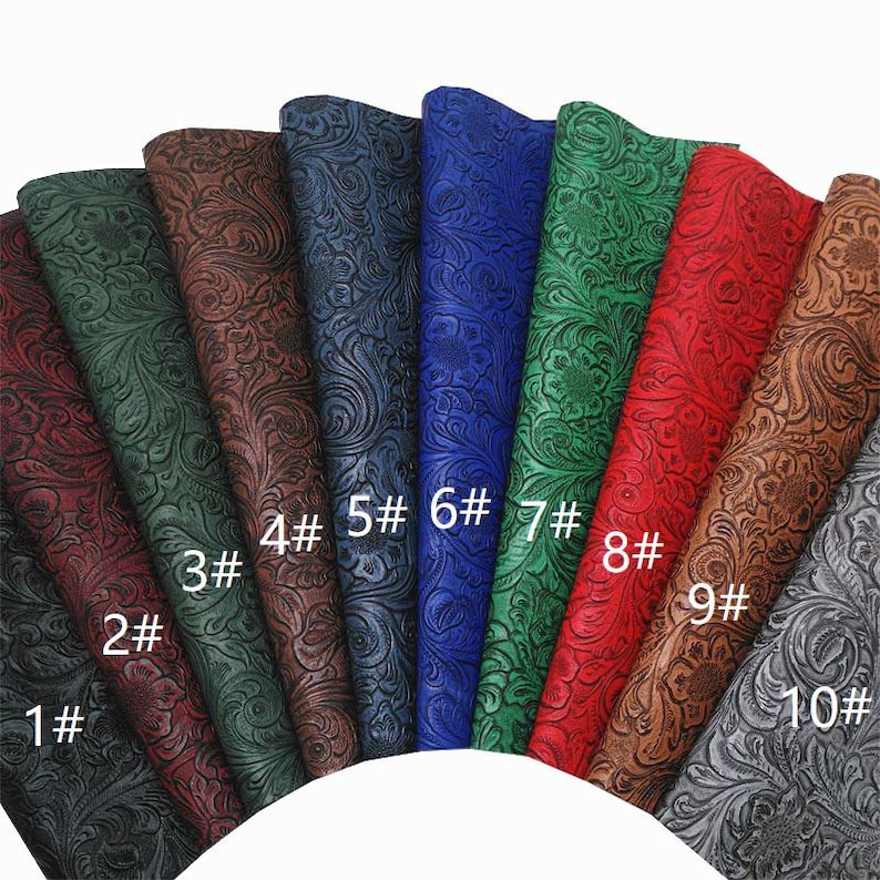 Embossed Floral Faux Leather Sheet: DIY Craft Fabric (11.8in X 52.8in ...