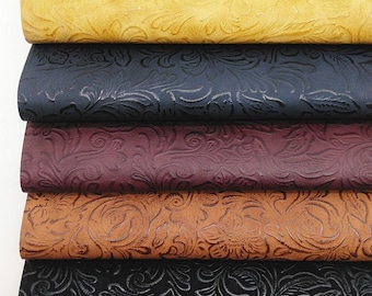 Floral Embossed Faux Leather Sheet: Handbag & Craft Material (11.8 x 52.8 inch)