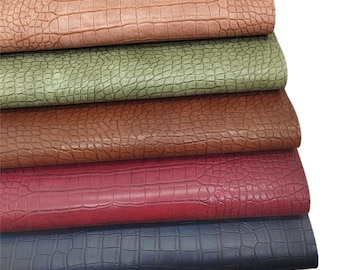Crocodile Embossed Faux Leather Fabric, 11.8" x 52.8", for Crafts