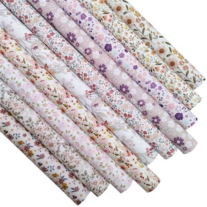 Autumn Floral Print Faux Leather Roll: DIY Earrings, Bows (11.8x52 inch)