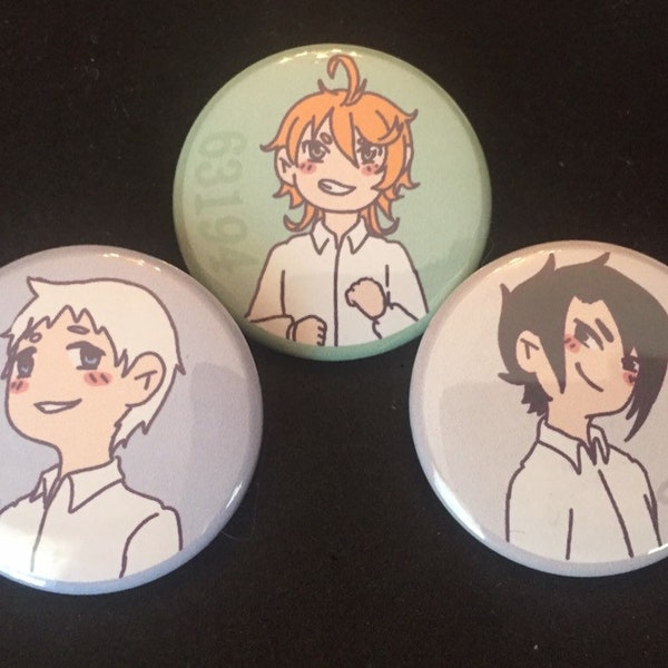 The Promised Neverland Trio Buttons 1.5"