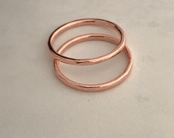 2 Textured Solid Copper ring Stackable ring 1.3mm thick