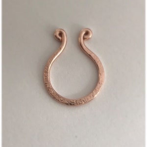 Rose Gold Faux Septum Ring textured gold filled Dainty fake Septum ring non piercing septum ring