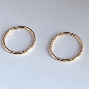 Solid 14k gold 4-6 mm Cartilage ring rook piercing earring rose gold tragus piercing snug hoop earrings 24 22 gauge cartilage ring