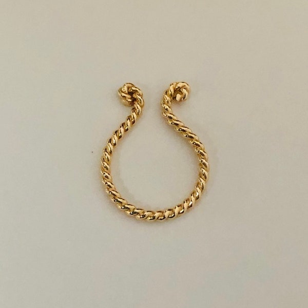 Twisted Gold Fake Septum ring Gold filled Twisted Dainty faux septum jewelry non piercing septum ring