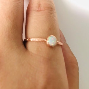 anello in rame massiccio 4 mm anello impilabile opale