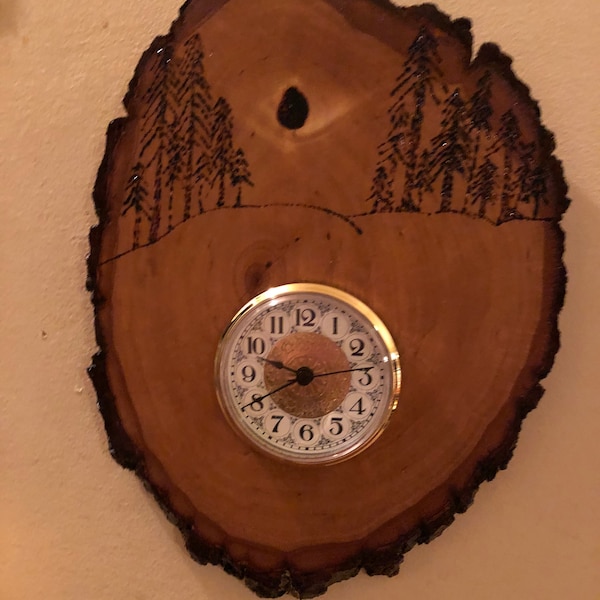 Wood Burned Clock Etsy