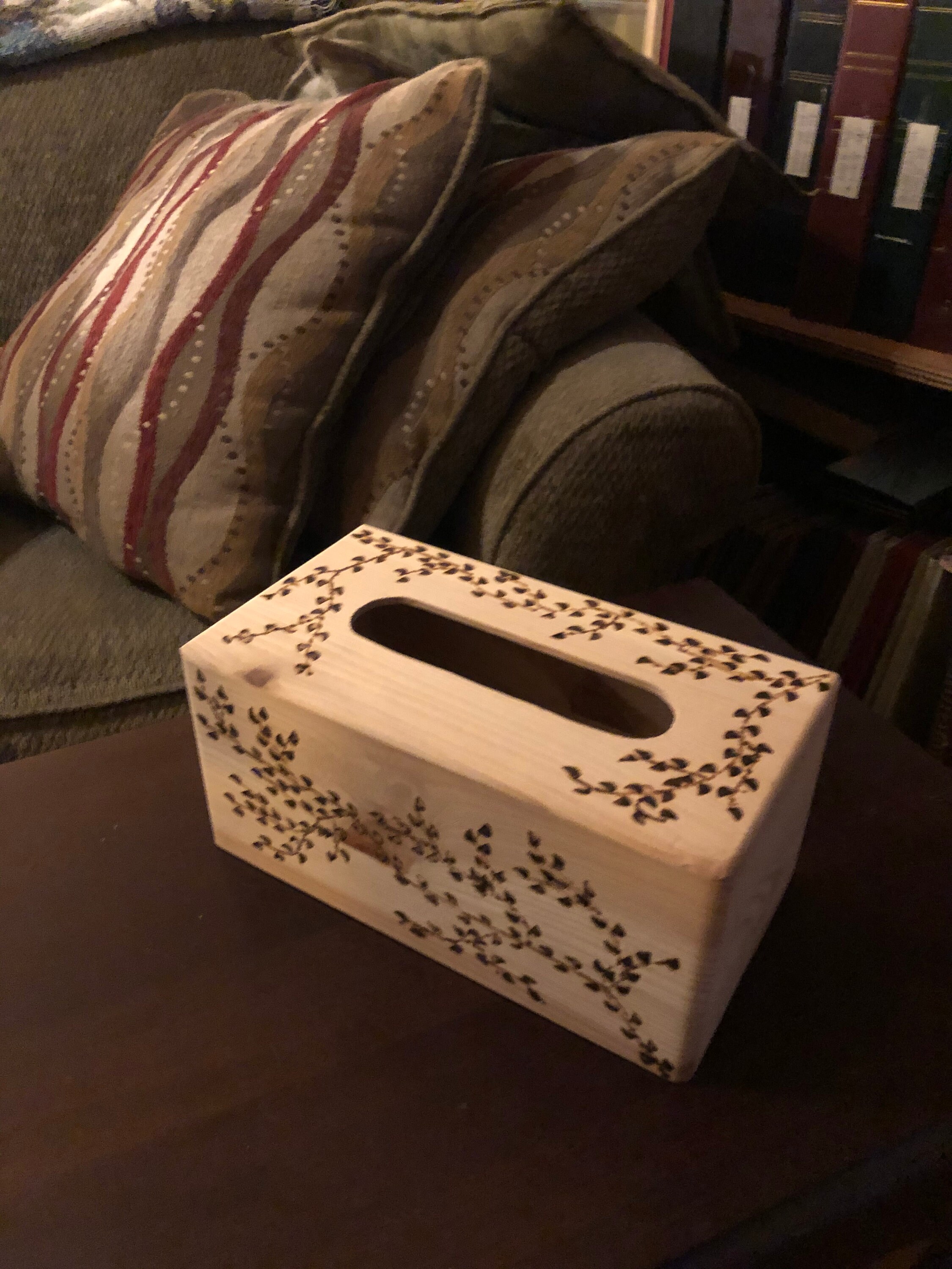 Tissue Box Cover Large With Wood Burned Design Etsy UK