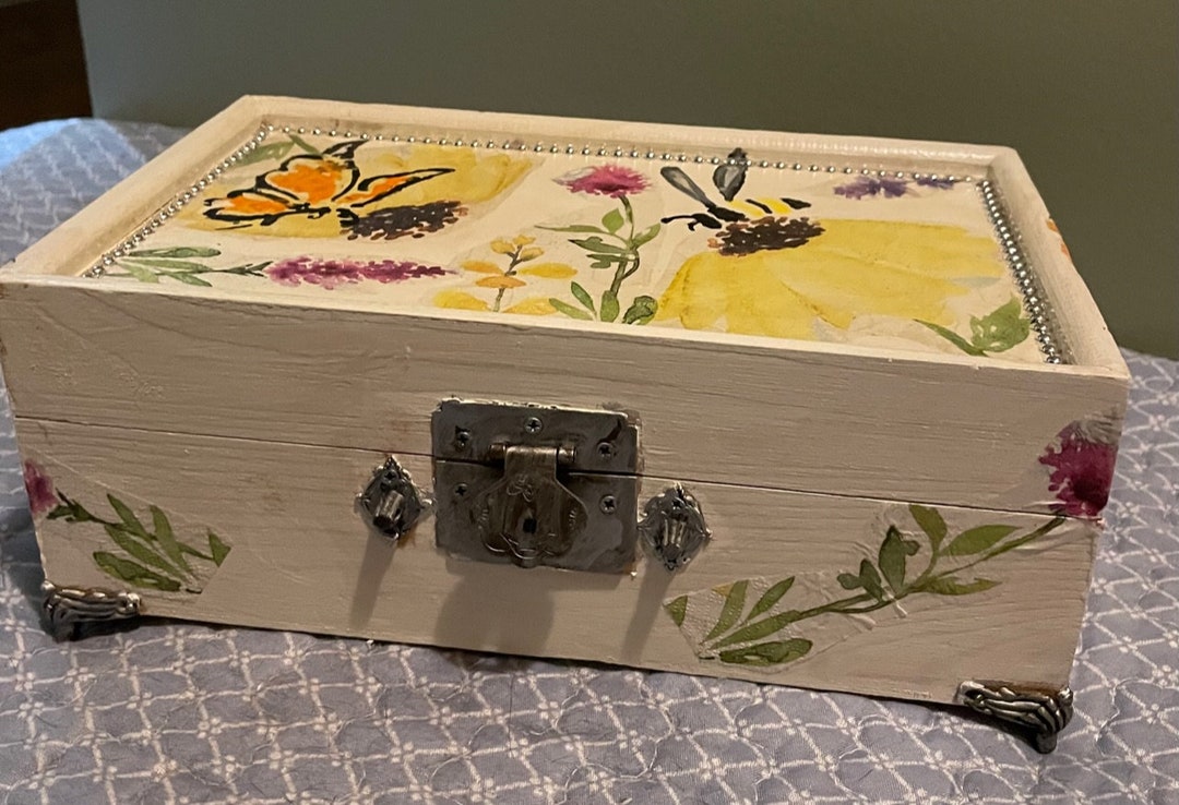 Large Jewelry Boxes With Metal Feet and Mirror Etsy