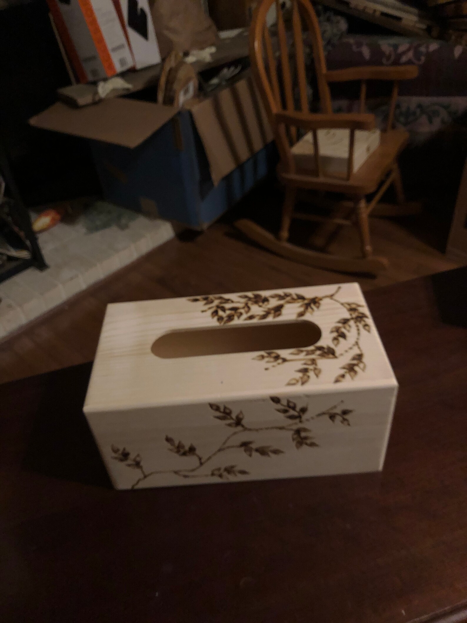 Tissue Box Cover Large With Wood Burned Design Etsy
